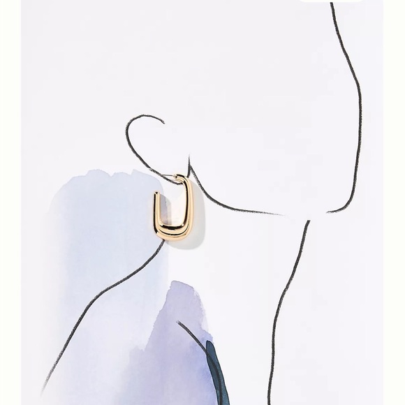 New! Anthropologie Gold Mod Square Hoop Earrings (2001) NWOT - Picture 5 of 7